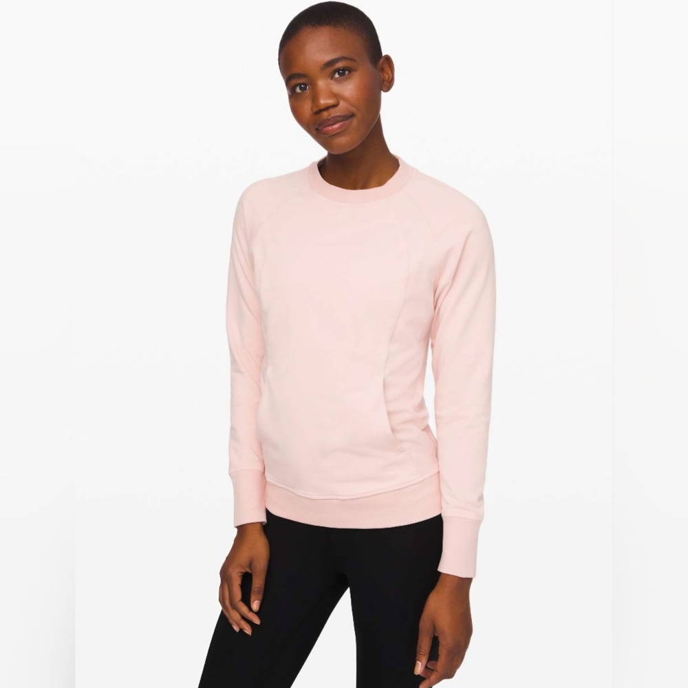Lululemon Athletica Scuba Crew Neck Sweater With Pockets- In Pink Bliss